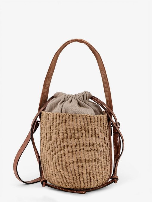Woody raffia bucket bag