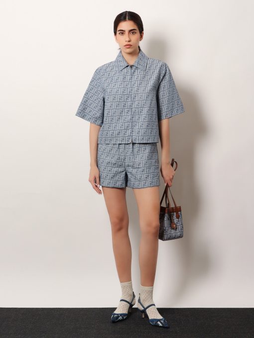 Origami mini FF Jacquard fabric and leather shoulder bag