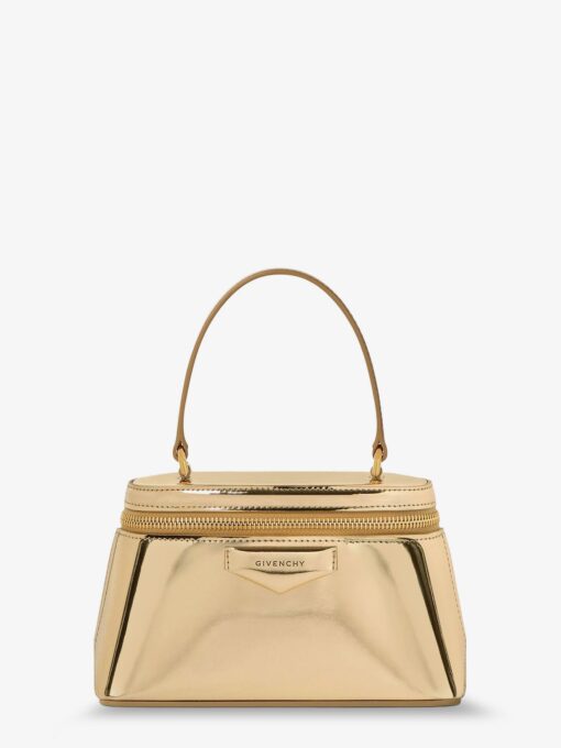 Antigona mirror-effect leather beauty case