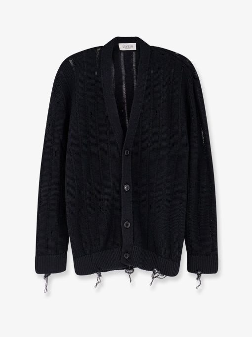 Cotton cardigan with destroyed effect