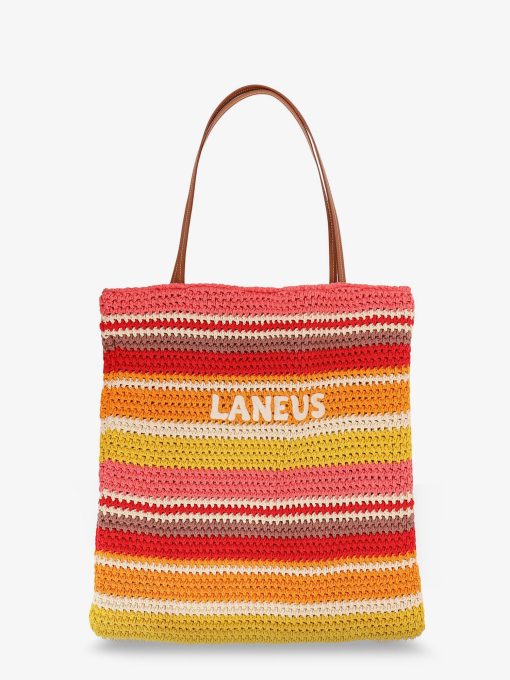 Crochet shoulder bag with embroidered front logo