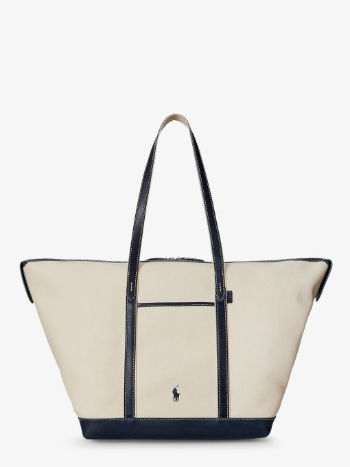 Canvas travel bag with leather profiles