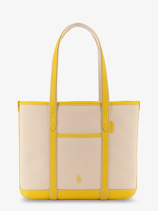 Canvas shoulder bag with embroidered logo on the front