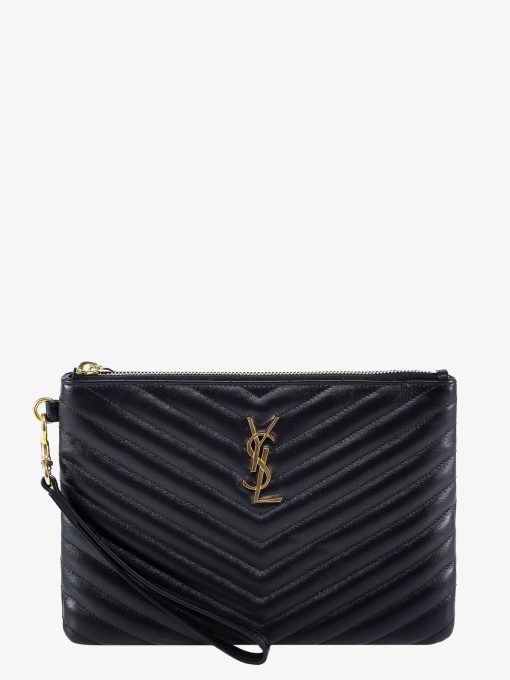 Quilted leather clutch