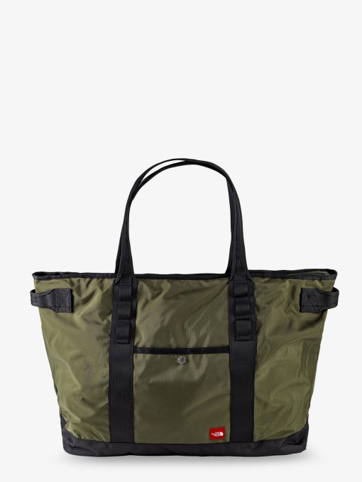 Nylon shoulder bag with logo label on the bottom