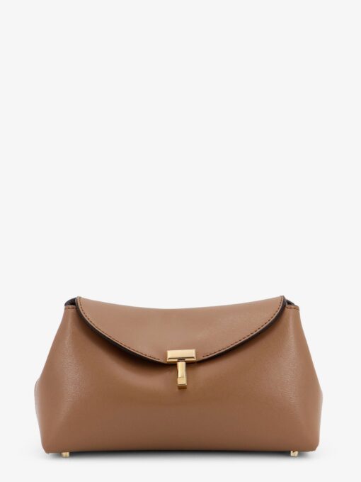 Mini T-Lock leather clutch