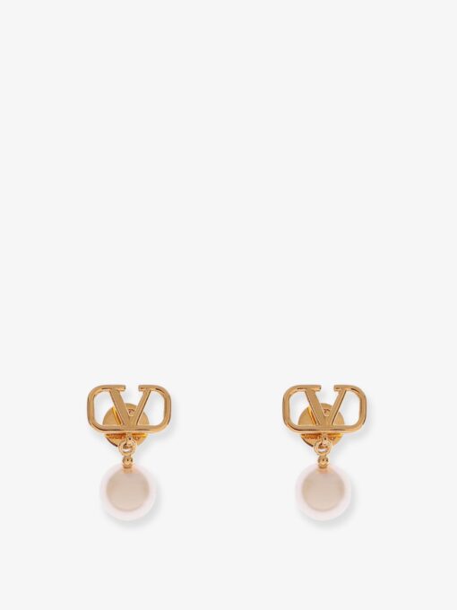 VLogo Signature metal earrings with pearl