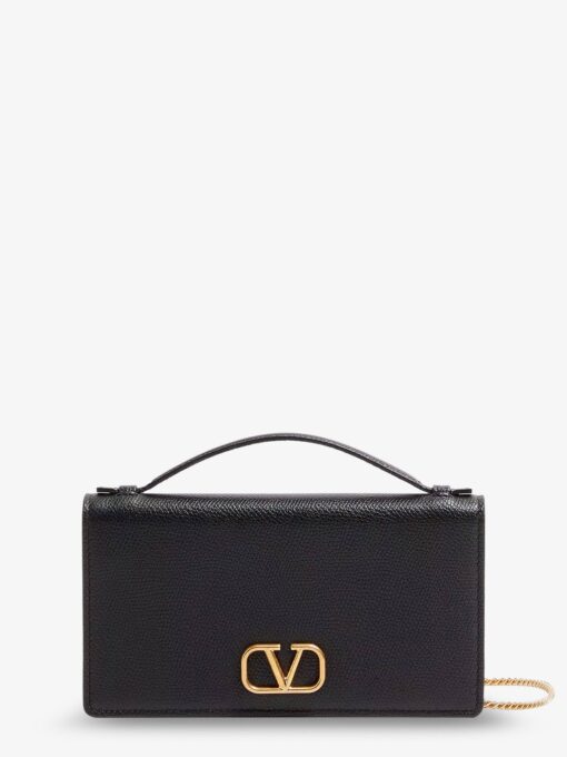 Leather crossbody bag with VLogo Signature