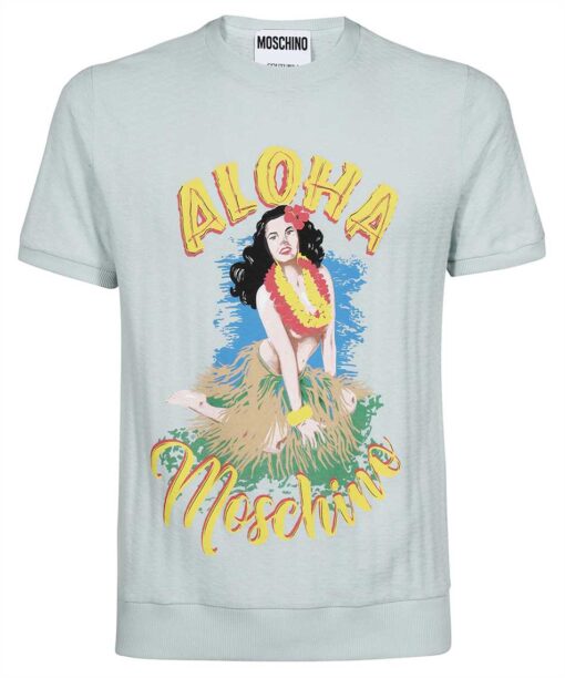 Moschino HAWAIIAN PRINT JACQUARD JERSEY T-shirt