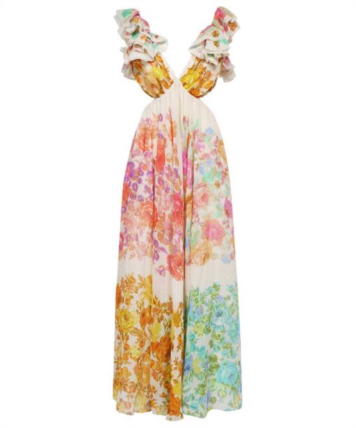 Zimmermann RAIE FRILL SHOULDER MIDI Dress