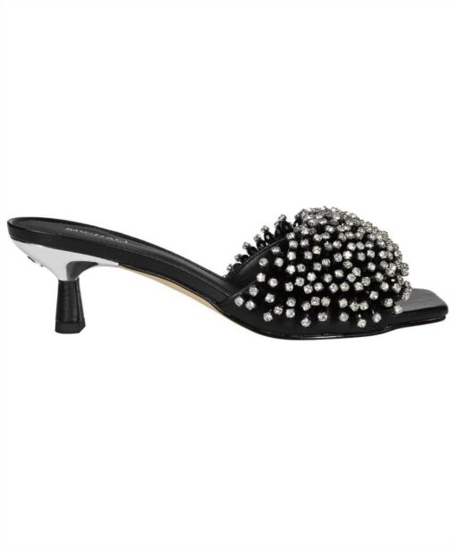 Michael Kors AMAL CRYSTAL EMBELLISHED LEATHER KITTEN HEEL Sandals