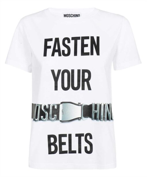 Moschino FASTEN YOUR BELTS ORGANIC JERSEY T-shirt