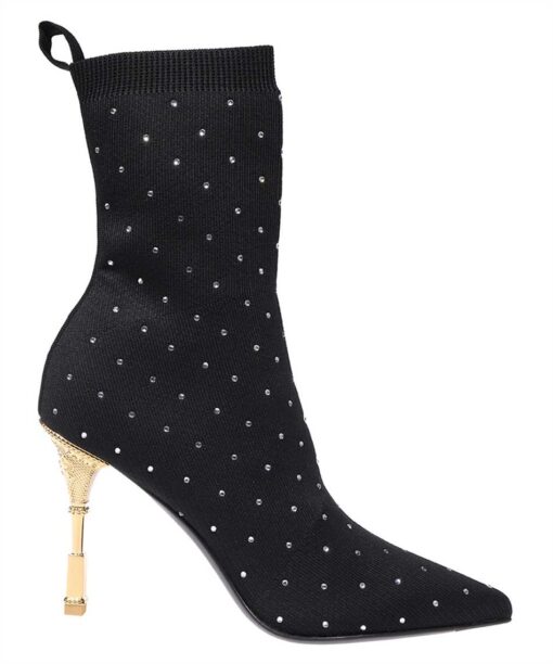 Balmain MONETA RHINESTONED KNIT ANKLE Boots